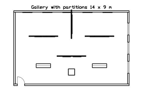 Preview of the Gallery with partitions 14 x 9 m symbol, block GAL_ROOM_PARTITION_GALLERY