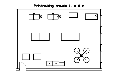 Preview of the Printmaking studio 11 x 8 m symbol, block GAL_ROOM_PRINTMAKING