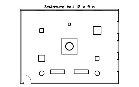 Preview of the Sculpture hall 12 x 9 m symbol, block GAL_ROOM_SCULPTURE_HALL