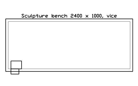 Preview of the Sculpture bench 2400 x 1000, vice symbol, block GAL_SCULPTURE_BENCH