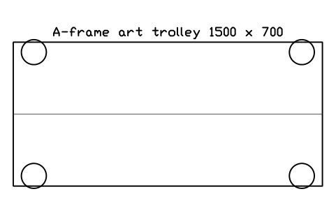 Preview of the A-frame art trolley 1500 x 700 symbol, block GAL_TROLLEY_A_FRAME