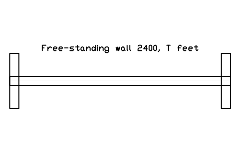 Preview of the Free-standing wall 2400, T feet symbol, block GAL_WALL_FREE