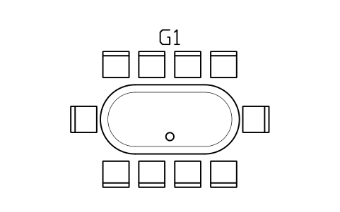 Anteprima del simbolo Tavolo da poker, ovale, 10 posti, blocco GMR_POKER_OVAL_SET