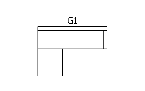 Anteprima del simbolo Divano angolare per sala giochi, a L, 2800 x 2000, blocco GMR_SOFA_L_2800