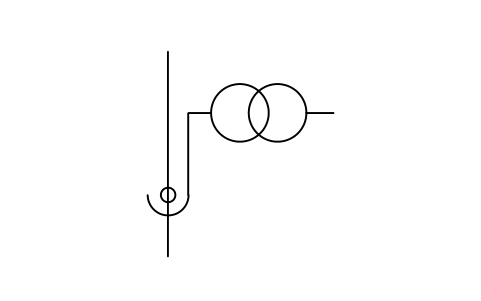 符號 套管式電壓互感器，單極 的預覽，圖塊名 GAI_S01839_BUSHING_VT_SINGLE_POLE