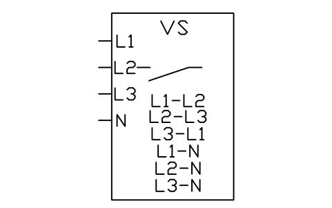 符號 電壓選擇開關，6 個讀數 的預覽，圖塊名 GAI_S01858_VOLTAGE_SELECTOR_6_READINGS