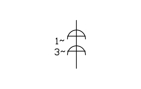 符號 插座，三相和單相 的預覽，圖塊名 GAI_S01897_SOCKET_3_PHASE_AND_1_PHASE