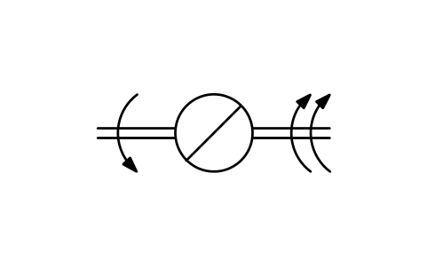 Vorschau des Symbols Zahnradpaar, Übersetzung ins Schnelle, Block ISX_X249_GEAR_PAIR_SPEED_INCREASING