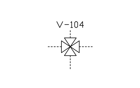 Anteprima del simbolo Four-way valve, blocco ISX_2104_FOUR_WAY_VALVE