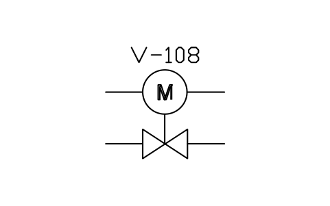 Anteprima del simbolo 2-way valve, motor actuator, blocco ISX_X2104_2_WAY_VALVE_MOTOR_ACTUATOR