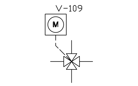 Anteprima del simbolo 4-way valve, motor actuator, blocco ISX_X2105_4_WAY_VALVE_MOTOR_ACTUATOR