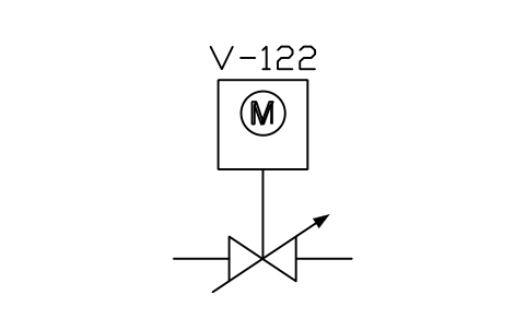 Anteprima del simbolo Control valve, motor actuator, blocco ISX_X2131_CONTROL_VALVE_MOTOR_ACTUATOR