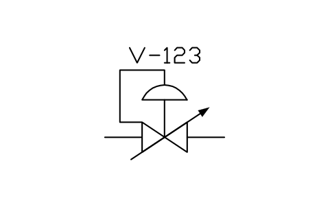 Anteprima del simbolo Back-pressure control valve, blocco ISX_X2132_BACK_PRESSURE_CONTROL_VALVE