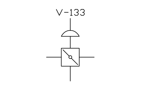 Anteprima del simbolo 3-way damper, diaphragm actuator, blocco ISX_X2152_3_WAY_DAMPER_DIAPHRAGM_ACTUATO