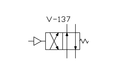 Anteprima del simbolo Directional valve, pneumatic, spring, blocco ISX_X2162_DIRECTIONAL_VALVE_PNEUMATIC_SP