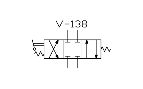 Anteprima del simbolo Directional valve, lever, 3 positions, blocco ISX_X2163_DIRECTIONAL_VALVE_LEVER_3_POSI