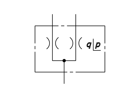 Vista previa del símbolo Divisor de caudal, compensado en presión, bloque ISX_X2220_FLOW_DIVIDER_PRESSURE_COMPENSA