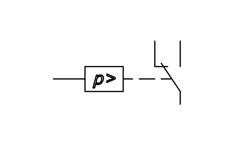 Anteprima del simbolo Pressure pilot switch, above, blocco ISX_X716_PRESSURE_PILOT_SWITCH_ABOVE
