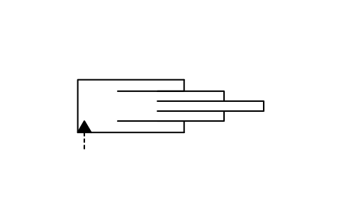유압 텔레스코픽 실린더 심볼 미리보기, 블록 ISX_2443_HYDRAULIC_TELESCOPIC_CYLINDER