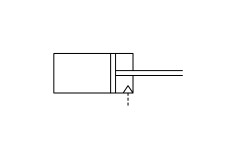 Preview of the Pneumatic retraction cylinder symbol, block ISX_2447_PNEUMATIC_RETRACTION_CYLINDER