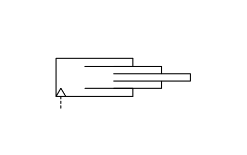Preview of the Pneumatic telescopic cylinder symbol, block ISX_2449_PNEUMATIC_TELESCOPIC_CYLINDER