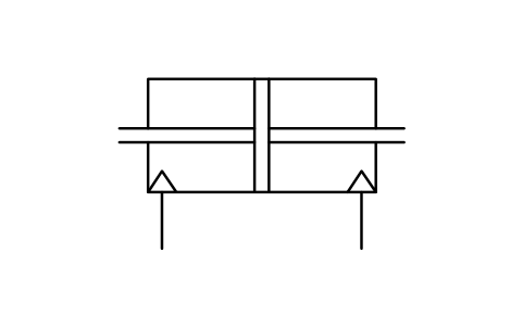 Preview of the Pneumatic cylinder, double rod symbol, block ISX_X2443_PNEUMATIC_CYLINDER_DOUBLE_ROD