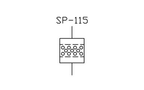 Anteprima del simbolo Bed filter of fluidized type, blocco ISX_X2610_BED_FILTER_FLUIDIZED_TYPE