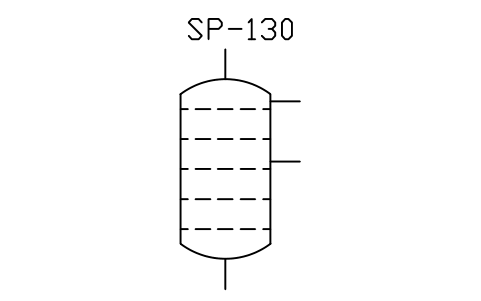 Anteprima del simbolo Tray column; fractionating column, blocco ISX_X2625_TRAY_COLUMN_FRACTIONATING_COLU
