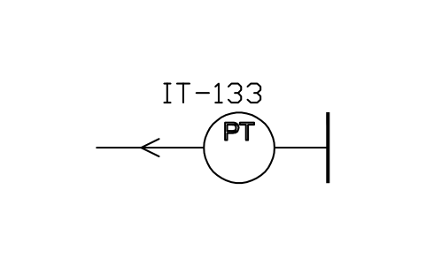 Anteprima del simbolo Pressure transmitting, blocco ISX_X1051_PRESSURE_TRANSMITTING