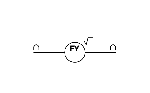 Vorschau des Symbols Radizierung des Durchflusssignals, Block ISX_X1068_SQUARE_ROOT_FLOW_SIGNAL