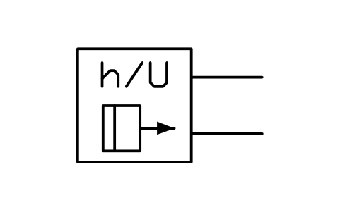 Vorschau des Symbols Füllstandswandler, akustisch, integriert, Block ISX_X753_LEVEL_TRANSDUCER_SONIC