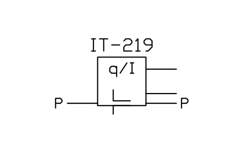 Anteprima del simbolo Flow transducer, nozzle, current out, blocco ISX_X760_FLOW_TRANSDUCER_NOZZLE