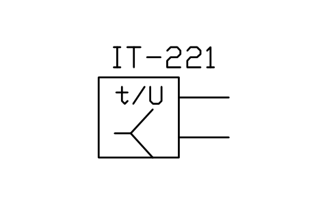 Anteprima del simbolo Temperature transducer, semiconductor, blocco ISX_X762_TEMPERATURE_TRANSDUCER_SEMI