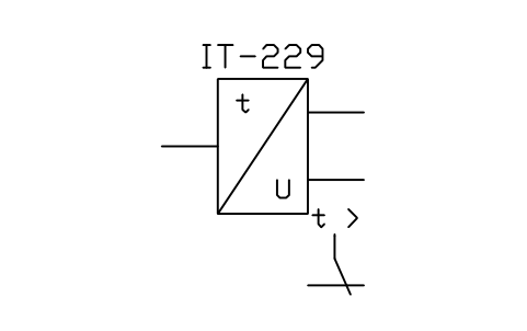Anteprima del simbolo Temperature transducer with contact, blocco ISX_X770_TEMPERATURE_TRANSDUCER_CONTACT