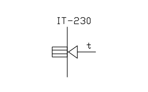 Anteprima del simbolo Temperature sensor in boss, pipeline, blocco ISX_X801_TEMPERATURE_SENSOR_IN_BOSS