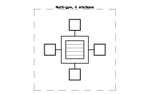 Preview of the Multi-gym, 4 stations symbol, block GYM_CB_MULTI_GYM_4