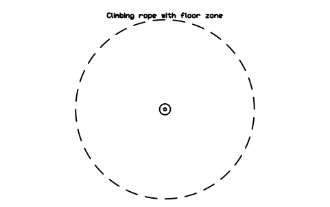 Preview of the Climbing rope with floor zone symbol, block GYM_FN_ROPE_CLIMB