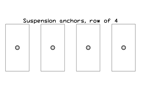 Preview of the Suspension anchors, row of 4 symbol, block GYM_FN_TRX_ROW_4