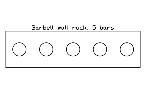 Preview of the Barbell wall rack, 5 bars symbol, block GYM_FW_BARBELL_WALL