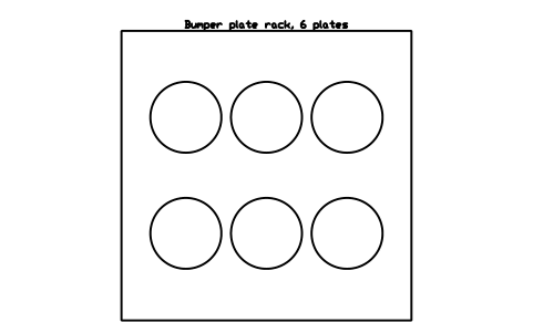 Preview of the Bumper plate rack, 6 plates symbol, block GYM_FW_BUMPER_RACK