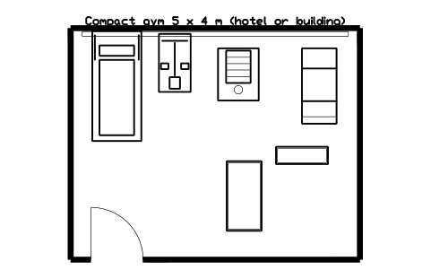 Preview of the Compact gym 5 x 4 m (hotel or building) symbol, block GYM_LY_COMPACT_5X4