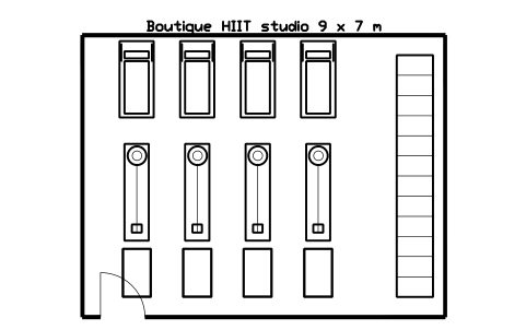 Preview of the Boutique HIIT studio 9 x 7 m symbol, block GYM_LY_HIIT_9X7
