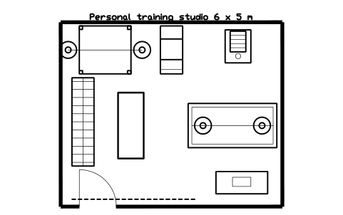 Preview of the Personal training studio 6 x 5 m symbol, block GYM_LY_PT_STUDIO_6X5