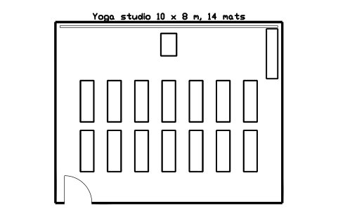 Preview of the Yoga studio 10 x 8 m, 14 mats symbol, block GYM_LY_YOGA_10X8