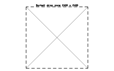 Preview of the Barbell drop zone 2400 x 2400 symbol, block GYM_MK_DROP_ZONE