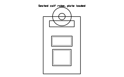 Preview of the Seated calf raise, plate loaded symbol, block GYM_PL_CALF_SEATED