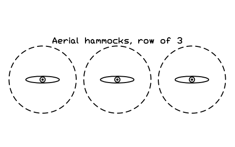 Preview of the Aerial hammocks, row of 3 symbol, block GYM_PM_AERIAL_ROW_3