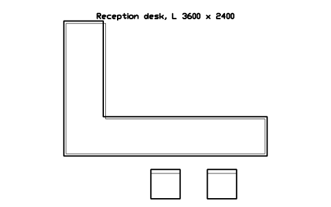 Preview of the Reception desk, L 3600 x 2400 symbol, block GYM_RB_DESK_L