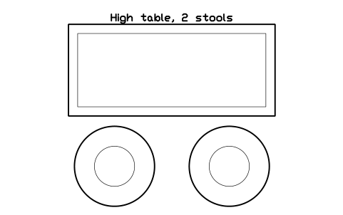 Preview of the High table, 2 stools symbol, block GYM_RB_HIGH_TABLE