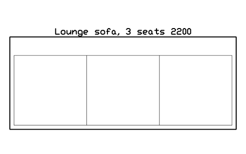 Preview of the Lounge sofa, 3 seats 2200 symbol, block GYM_RB_LOUNGE_SOFA